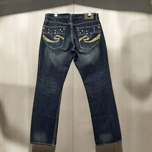 Request Jeans VTG Mens Blue Medium Faded Wash Pearl Button Y2K Actual Size 36X32